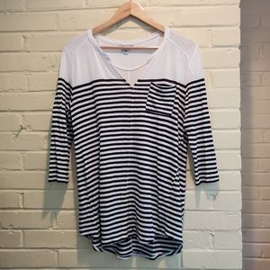 Lucky Brand Striped Linen Blend Top Tunic Size M